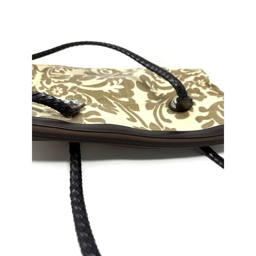 Brighton Mevelyn Fabric Signature Jacquard Tote Shoulder Bag Purse Beige Brown - Picture 9 of 14